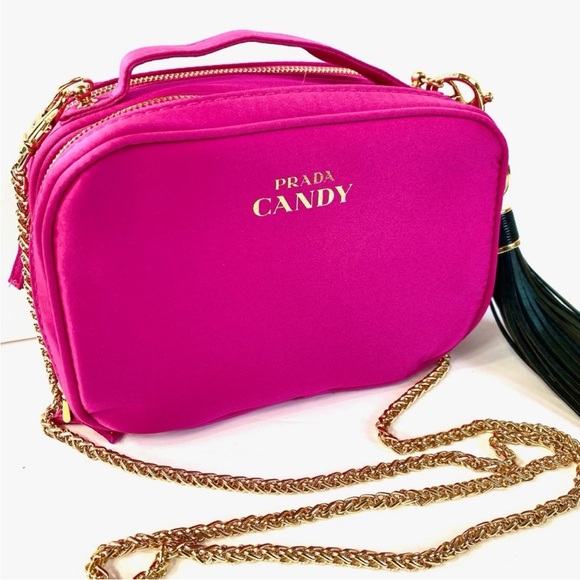 Prada Crossbody Bag Pouch Makeup Cosmetic Vanity Case Candy Pink Organizer New - Picture 6 of 7